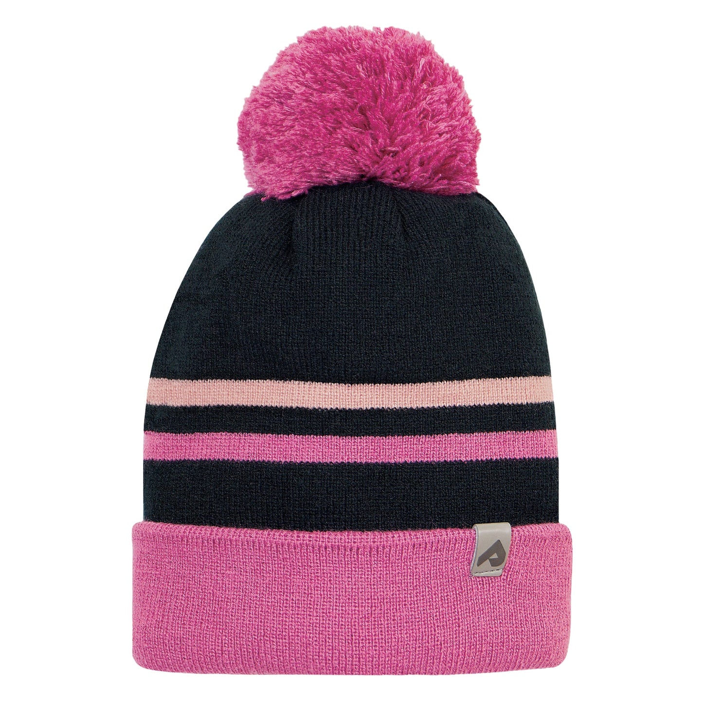 Acrylic hat with fleece lining - Black, Peach & Blackcurrant