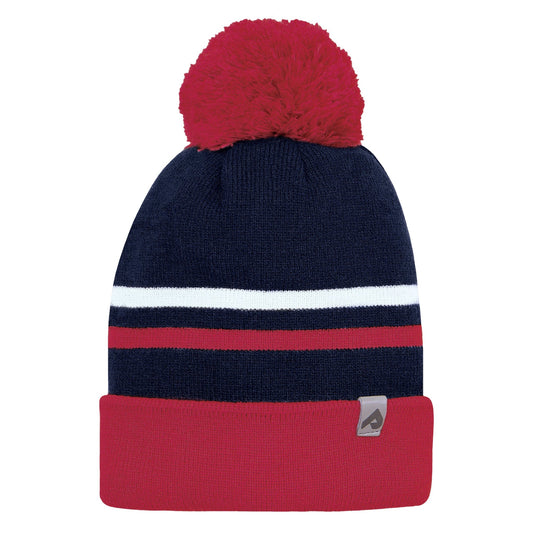 Acrylic hat with fleece lining - Cherry, White & Navy