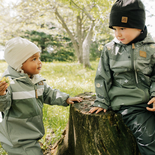 Mid-season bunting for baby - Aspen, sand & army