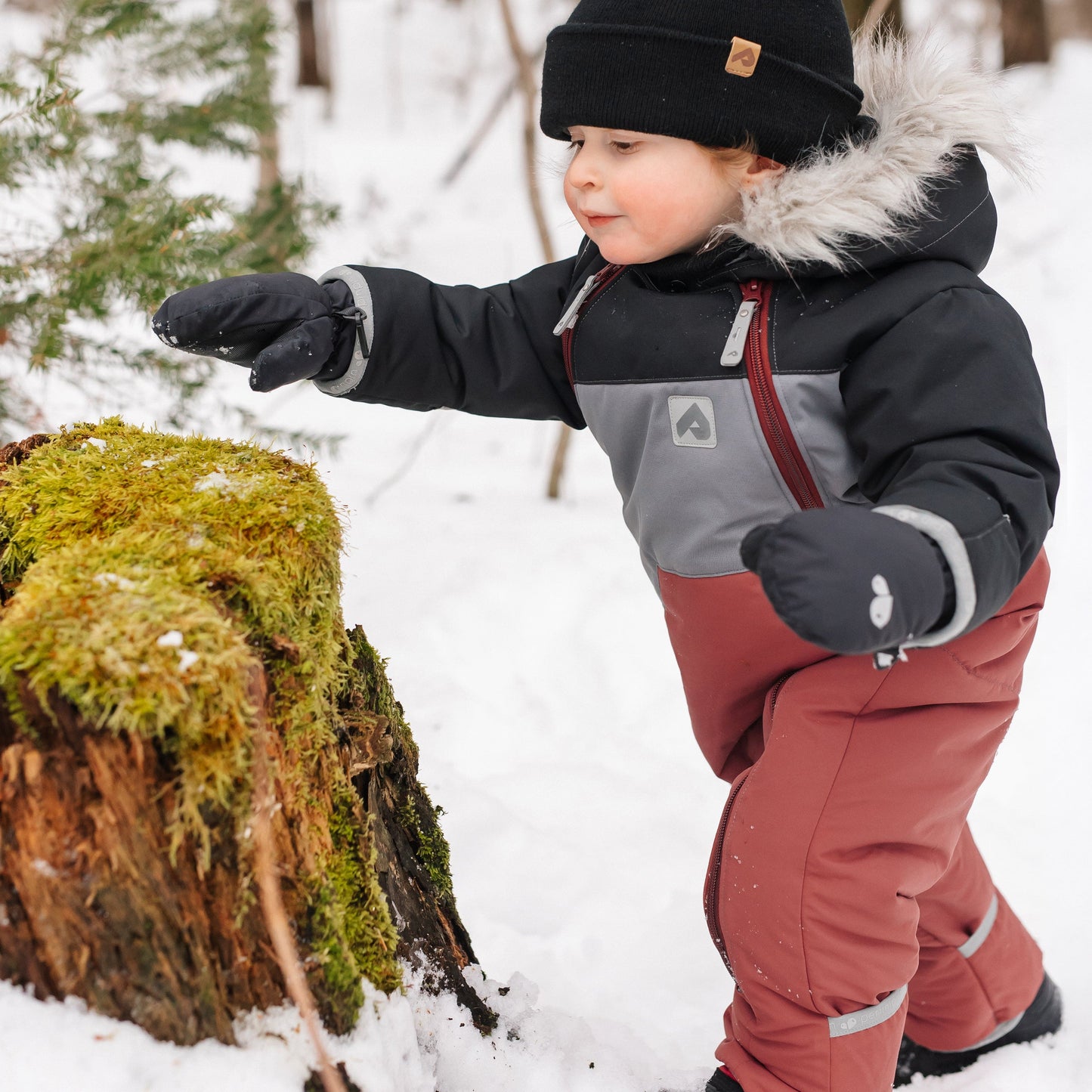 Habit de neige 1 pièce pour bébé - Noir, Ardoise et Grenat