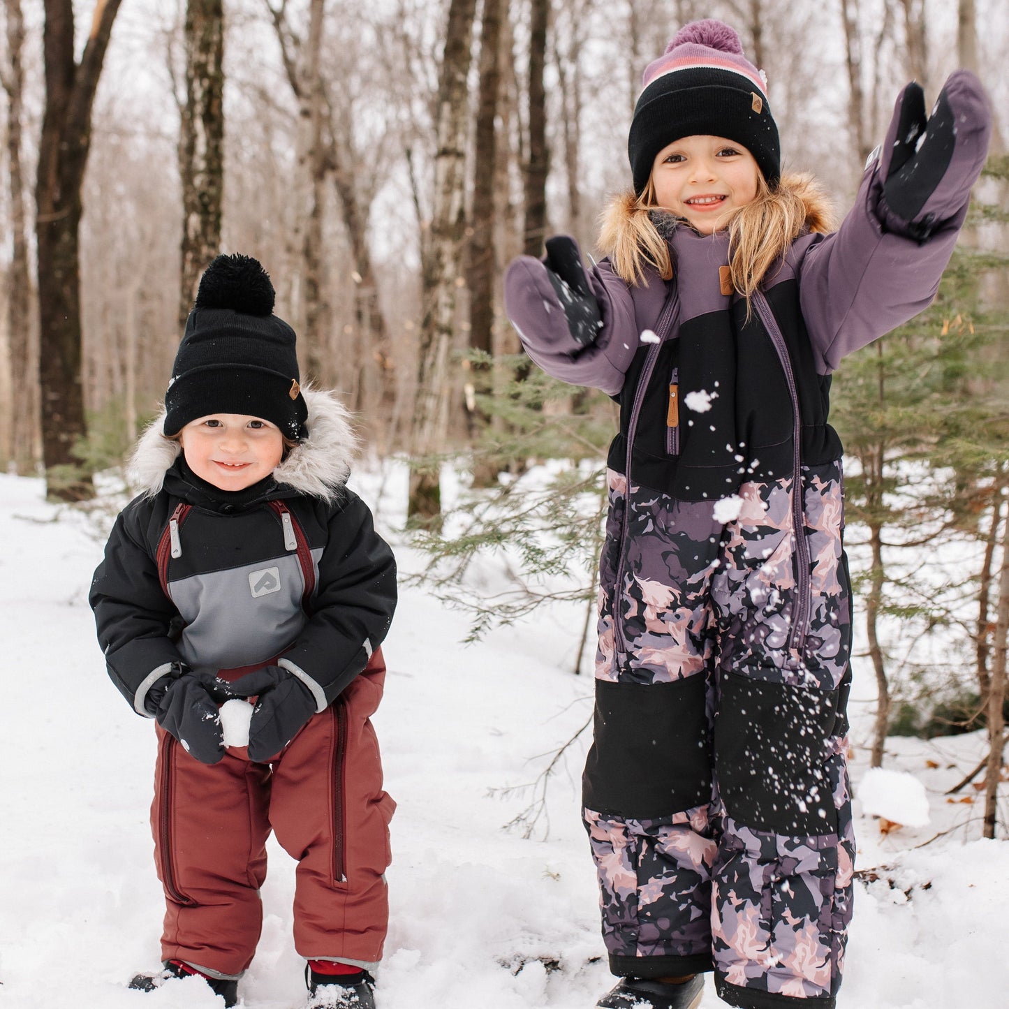 Habit de neige 1 pièce pour bébé - Noir, Ardoise et Grenat