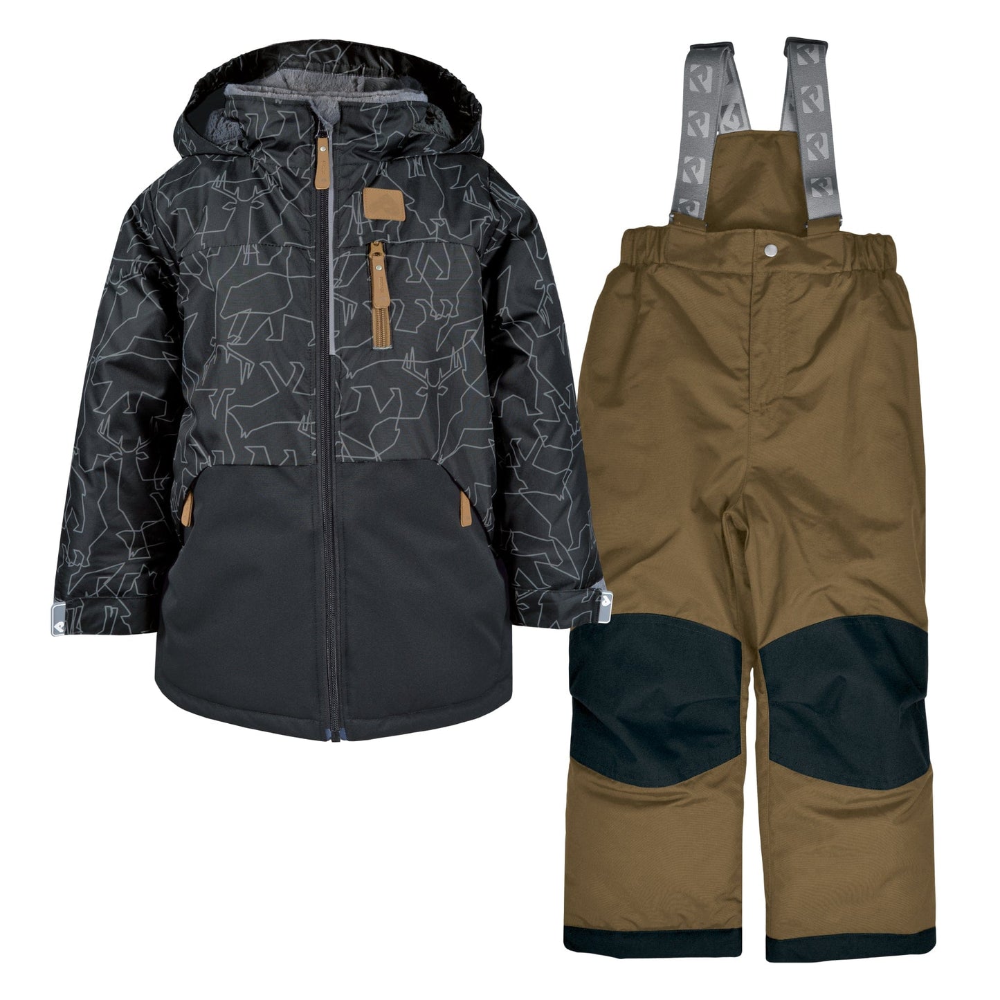 Habit de neige 2 pièces - Animaux, noir et cumin