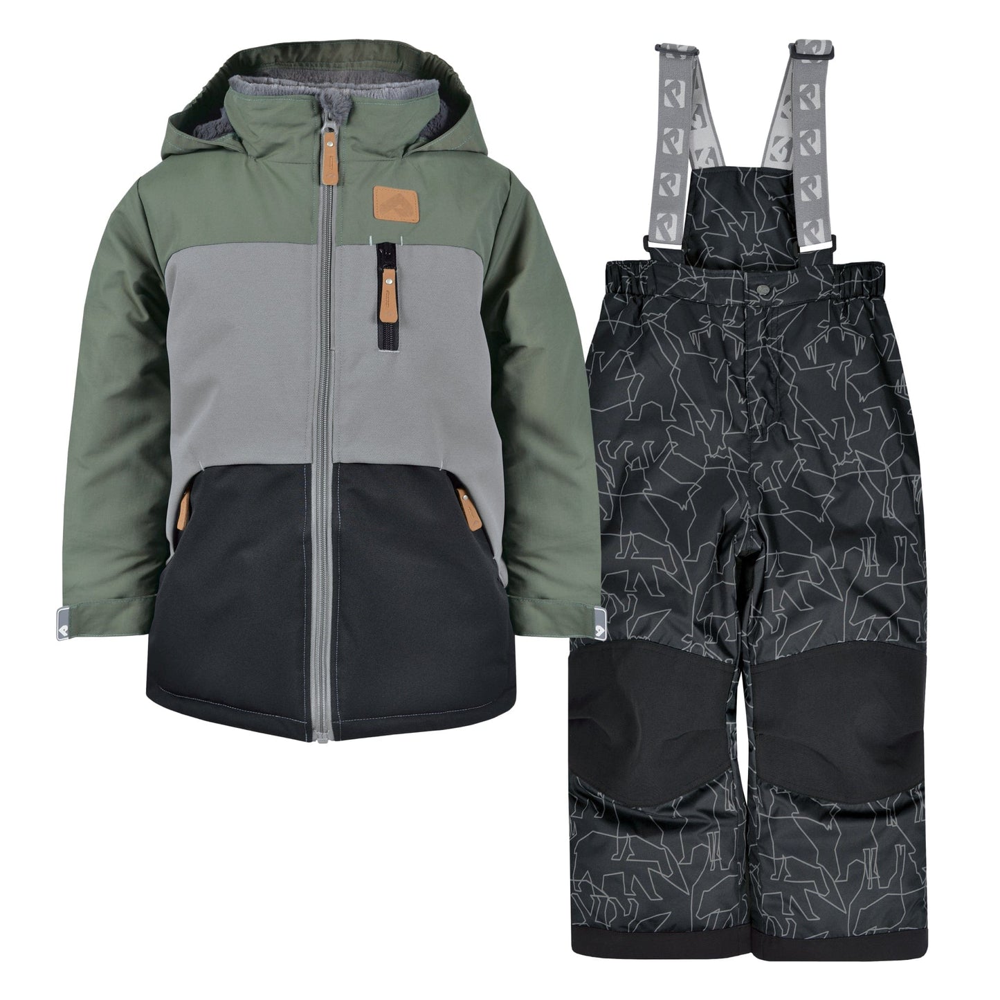 Habit de neige 2 pièces - Armée, noir et animaux