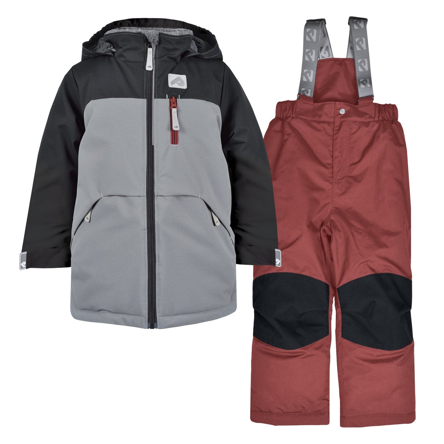 Two piece kid snowsuit - Black, slate & grenat