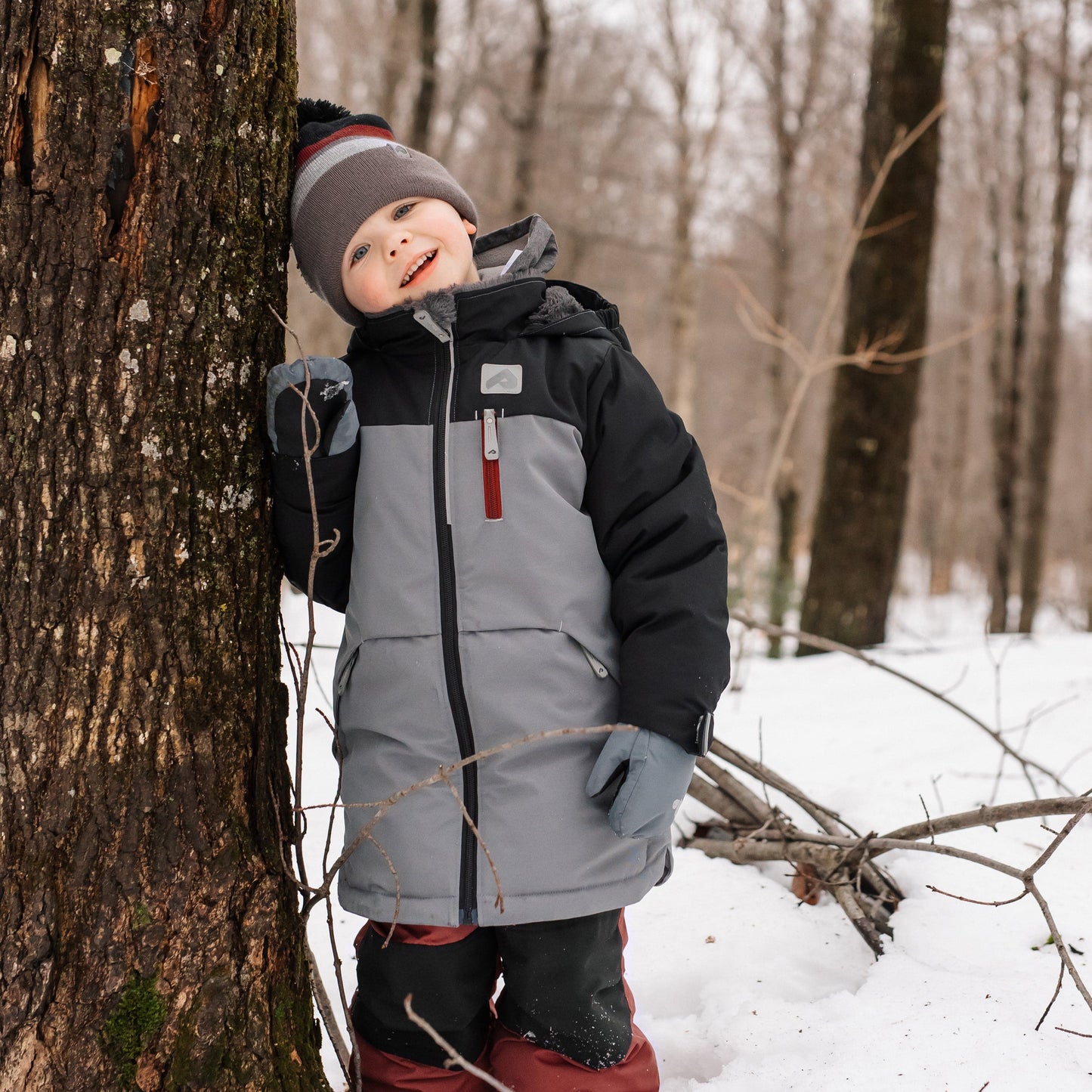 Two piece kid snowsuit - Black, slate & grenat