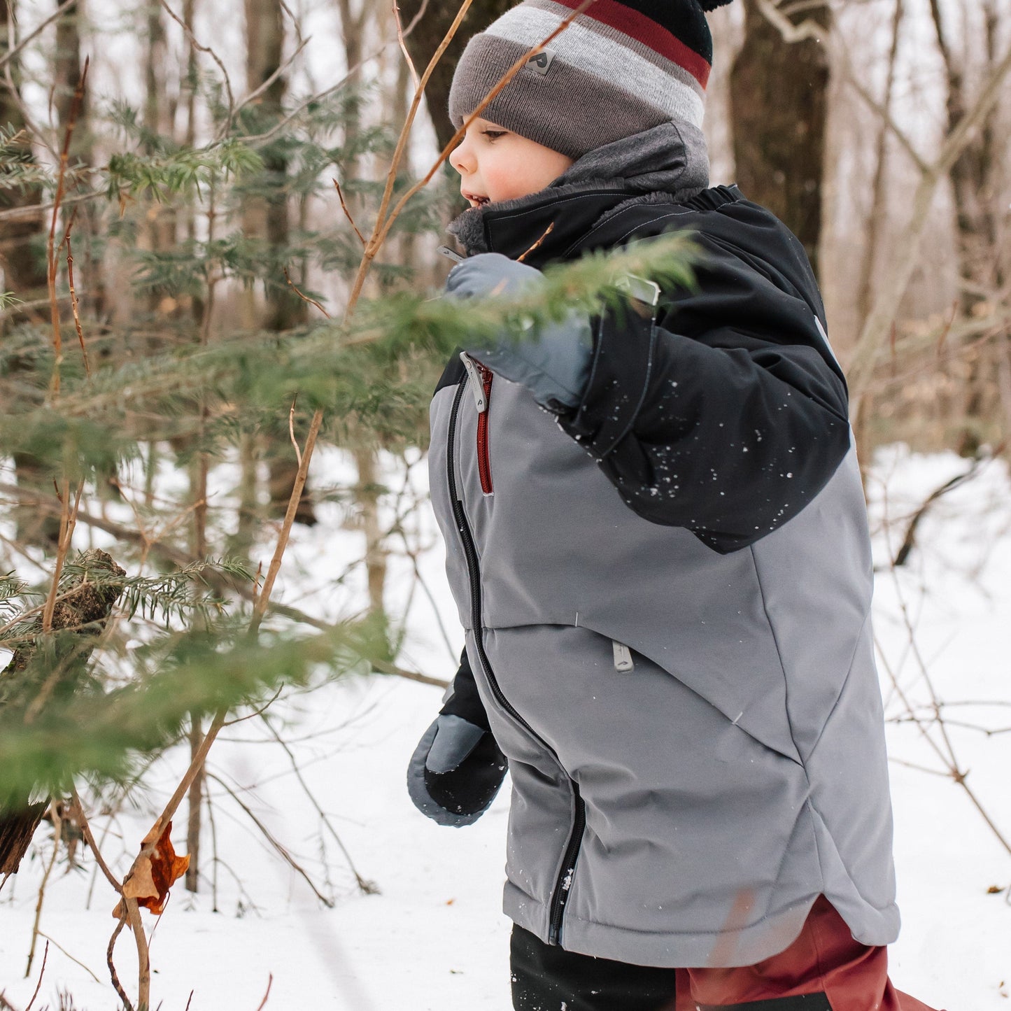 Two piece kid snowsuit - Black, slate & grenat