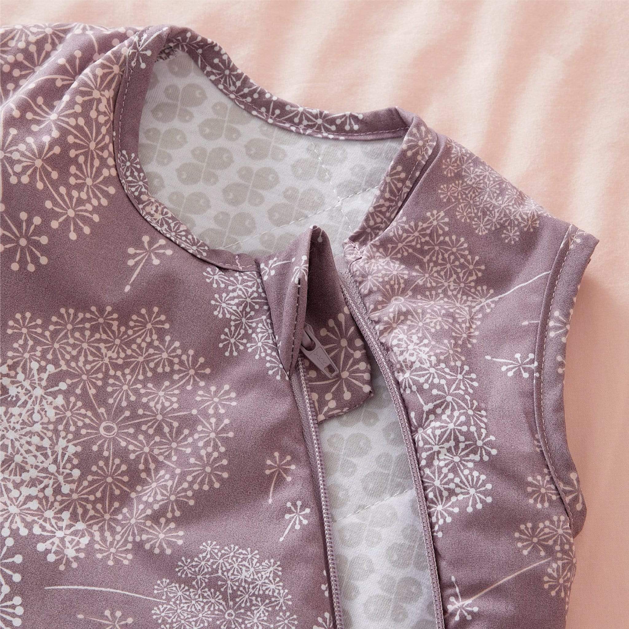 Woven cotton sleep sack - Plum dandelions (2.0 togs)