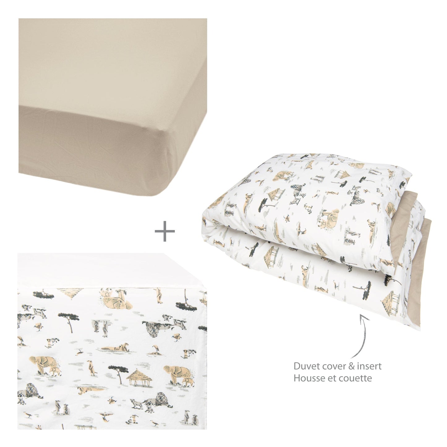 4 pieces crib set - Safari