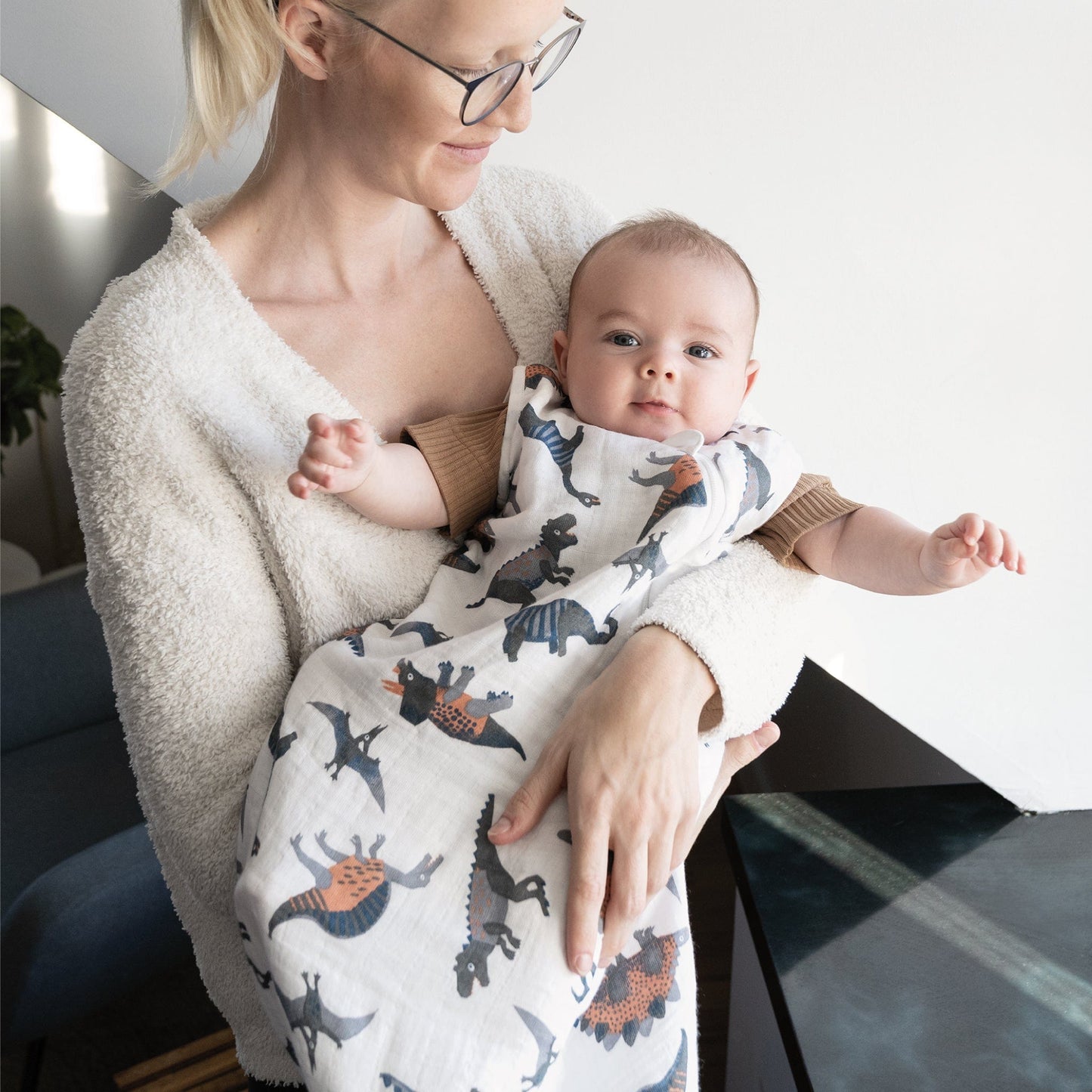 Cotton muslin sleep sack - Dinos (0.7 tog)