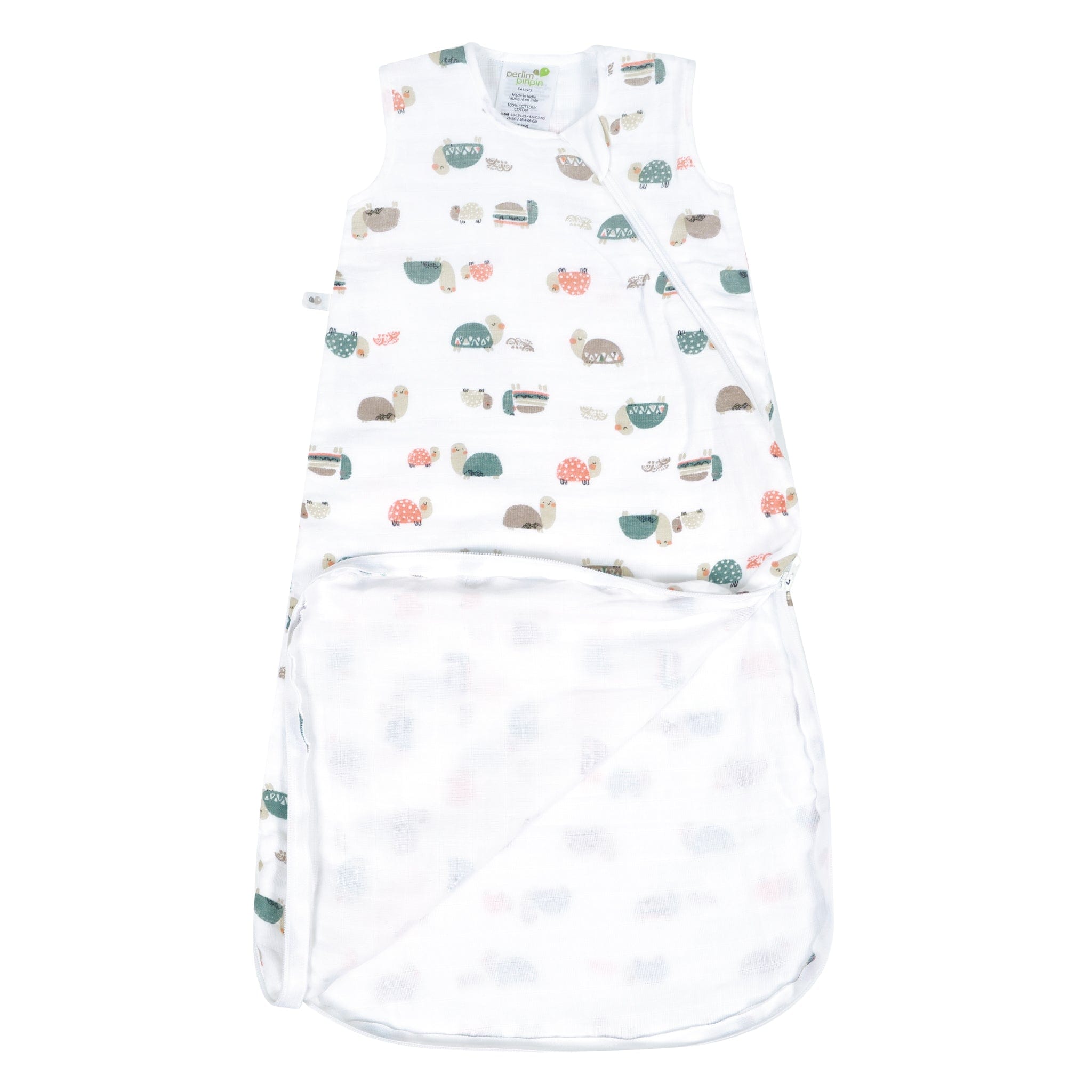 Cotton muslin sleep sack - Turtles (0.7 tog)