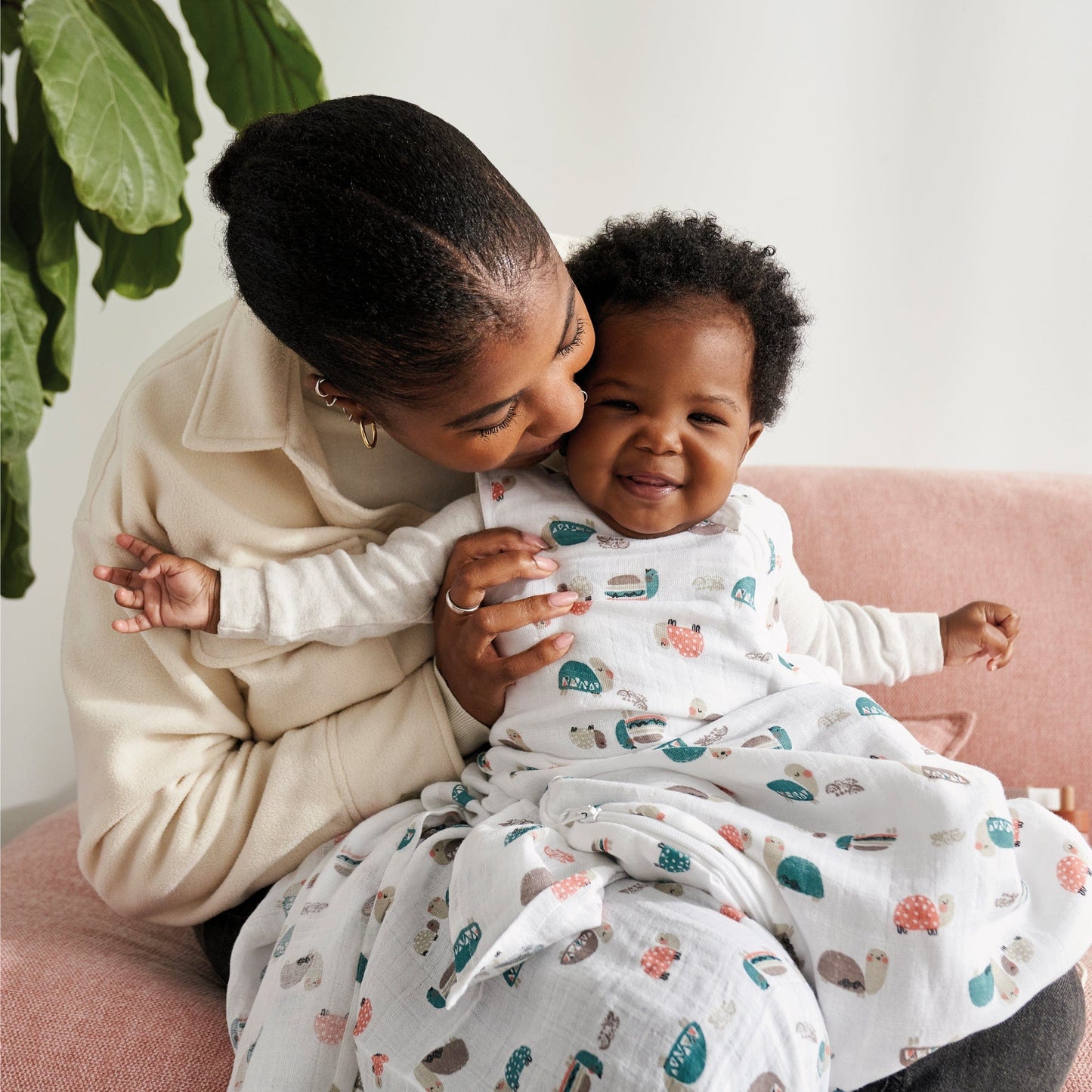 Cotton muslin sleep sack - Turtles (0.7 tog)