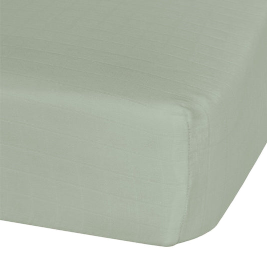 Cotton muslin fitted sheet - Kaki