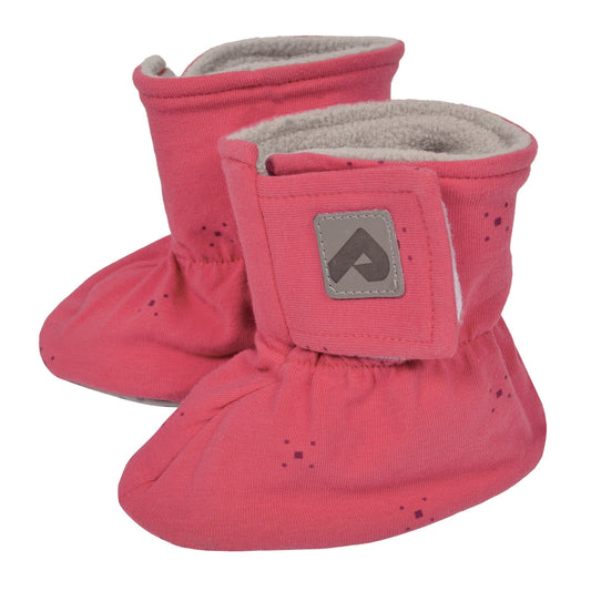 Cotton booties with fleece lining - Pink Squares