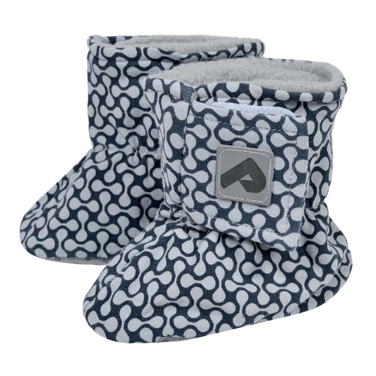 Cotton booties with fleece lining - Navy Drops