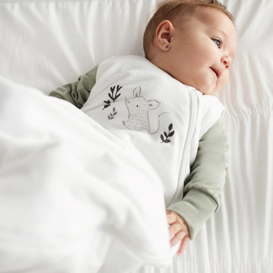 Quilted cotton sleep sack - Ivory Mouse (1.0 tog)