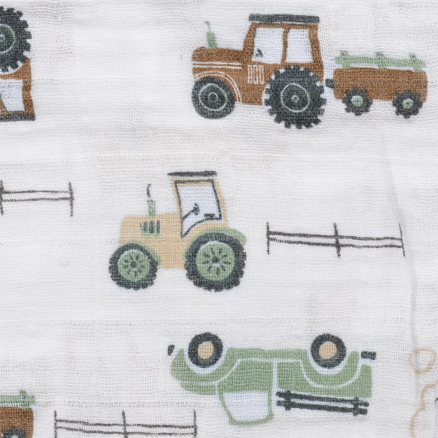 Cotton muslin sleep sack - Tractors (0.7 tog)