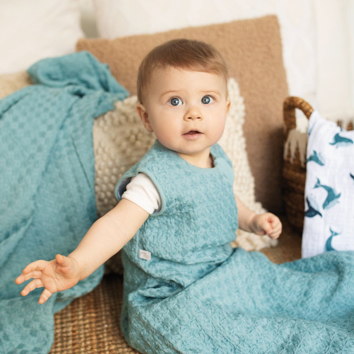 Organic cotton throw blanket - Sarcelle