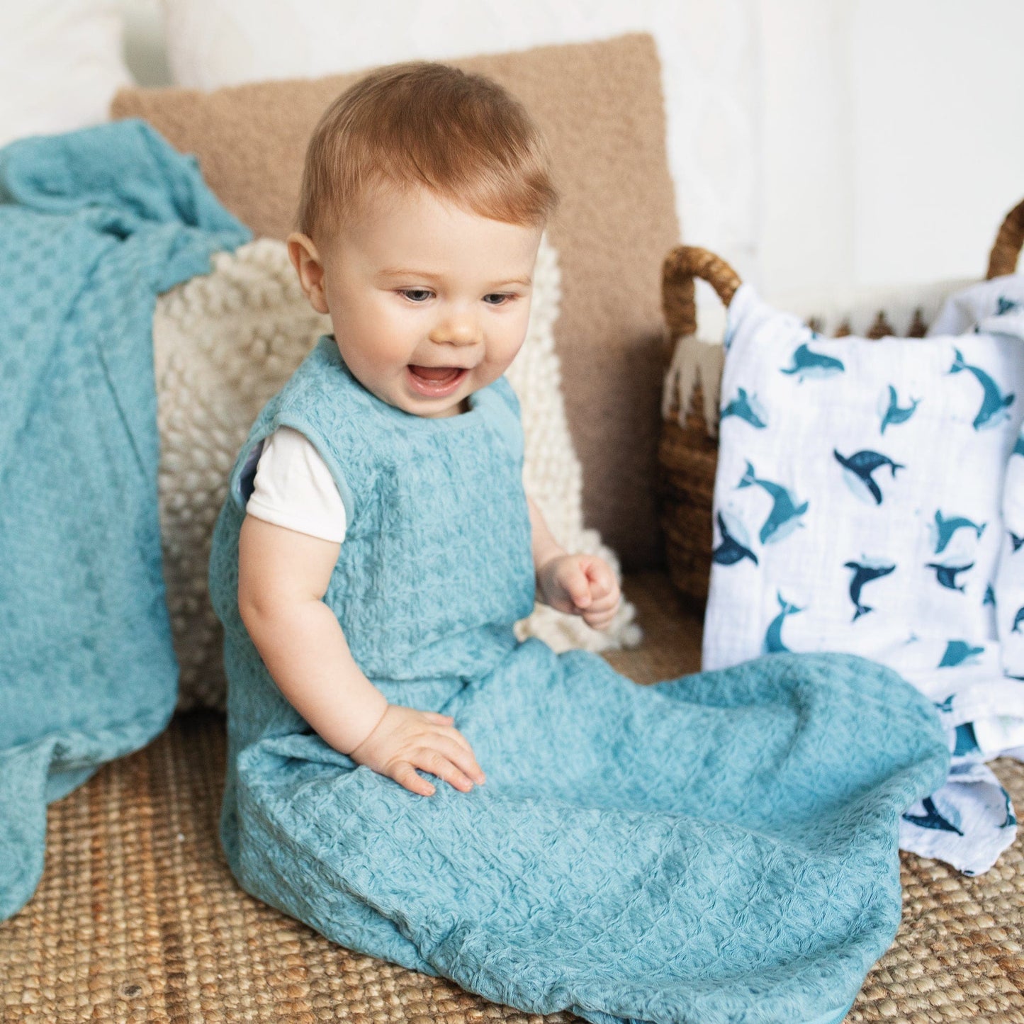 Organic cotton throw blanket - Sarcelle