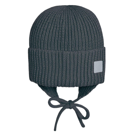 Single layer acrylic beanie with ears - Coal