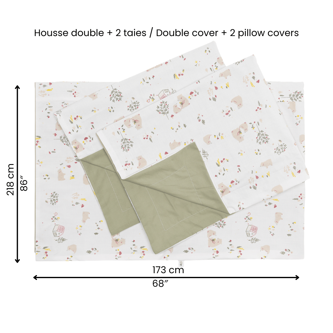 Housse de lit 54" et 2 cache-oreillers - Ours
