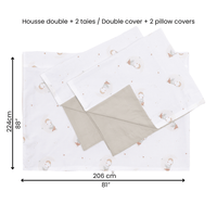 Housse de lit 54" et 2 cache-oreillers - Hiboux