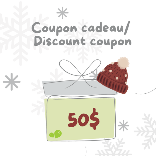 50$ Discount Coupon (ship with your package)