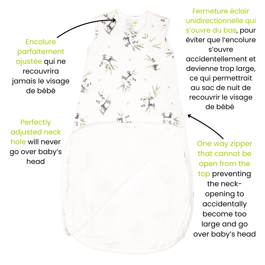 Quilted bamboo sleep sack - Pandas (1.0 tog)