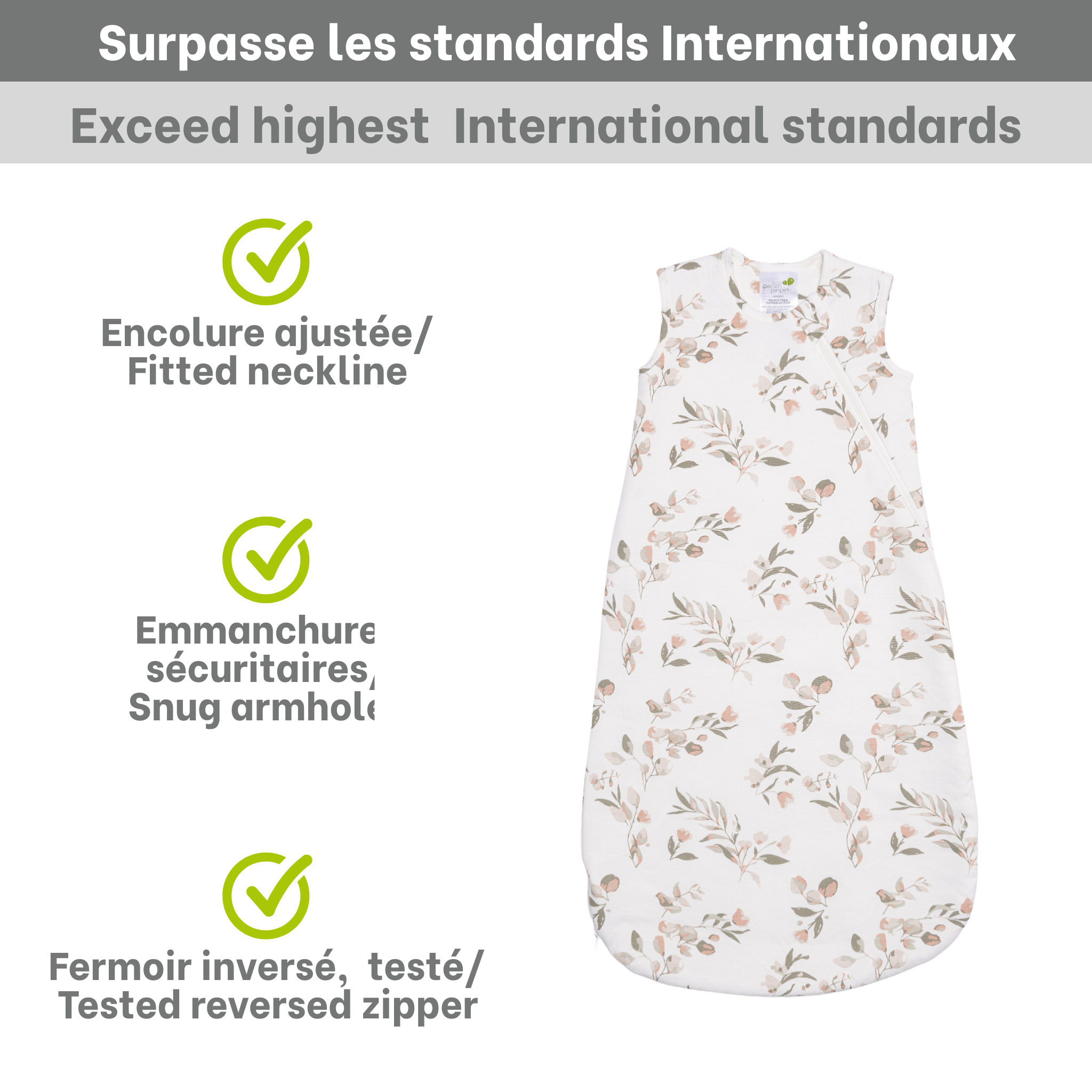Sac de nuit matelassé en bambou - Feuilles (1.0 tog)