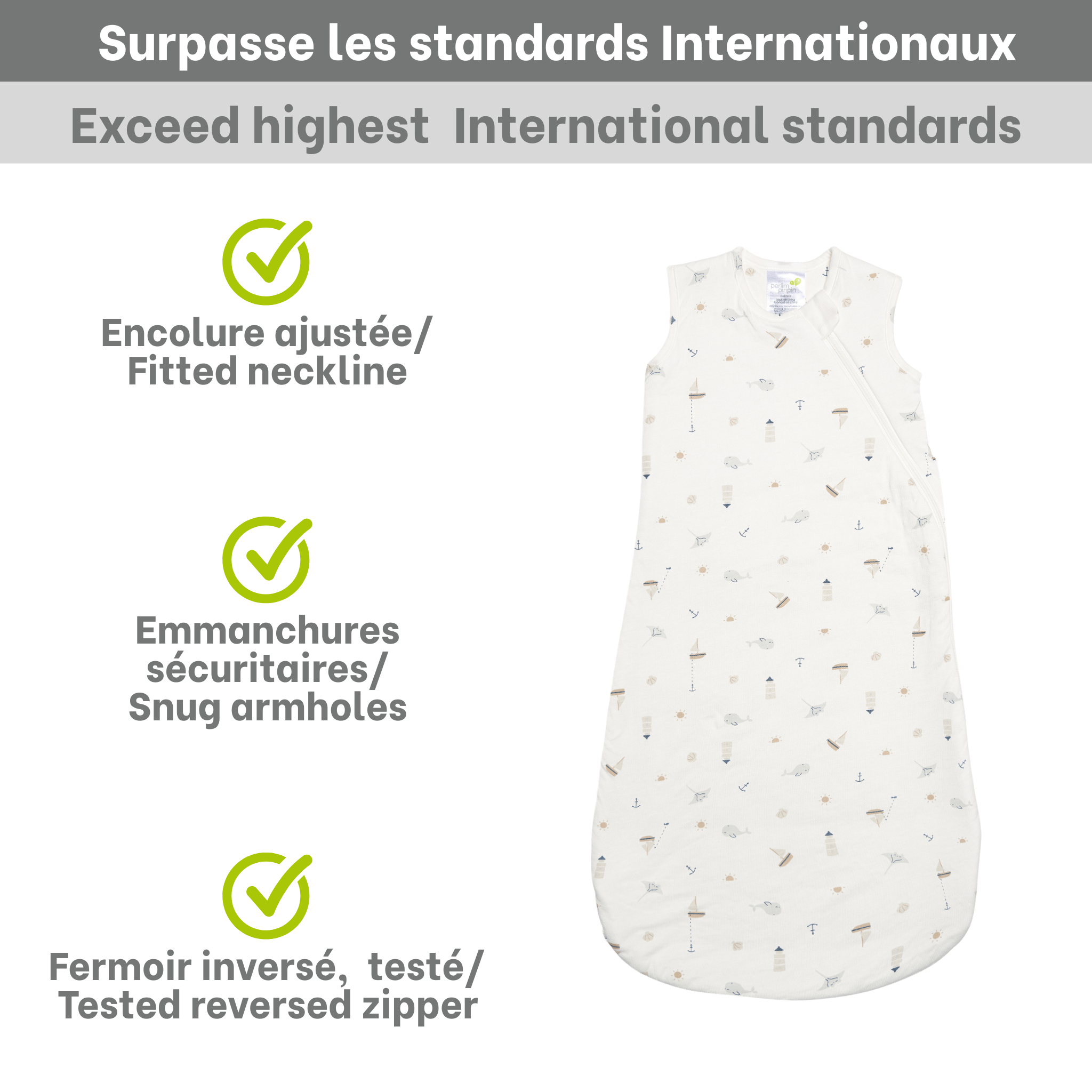 Sac de nuit matelassé en bambou - Océan (1.0 tog)