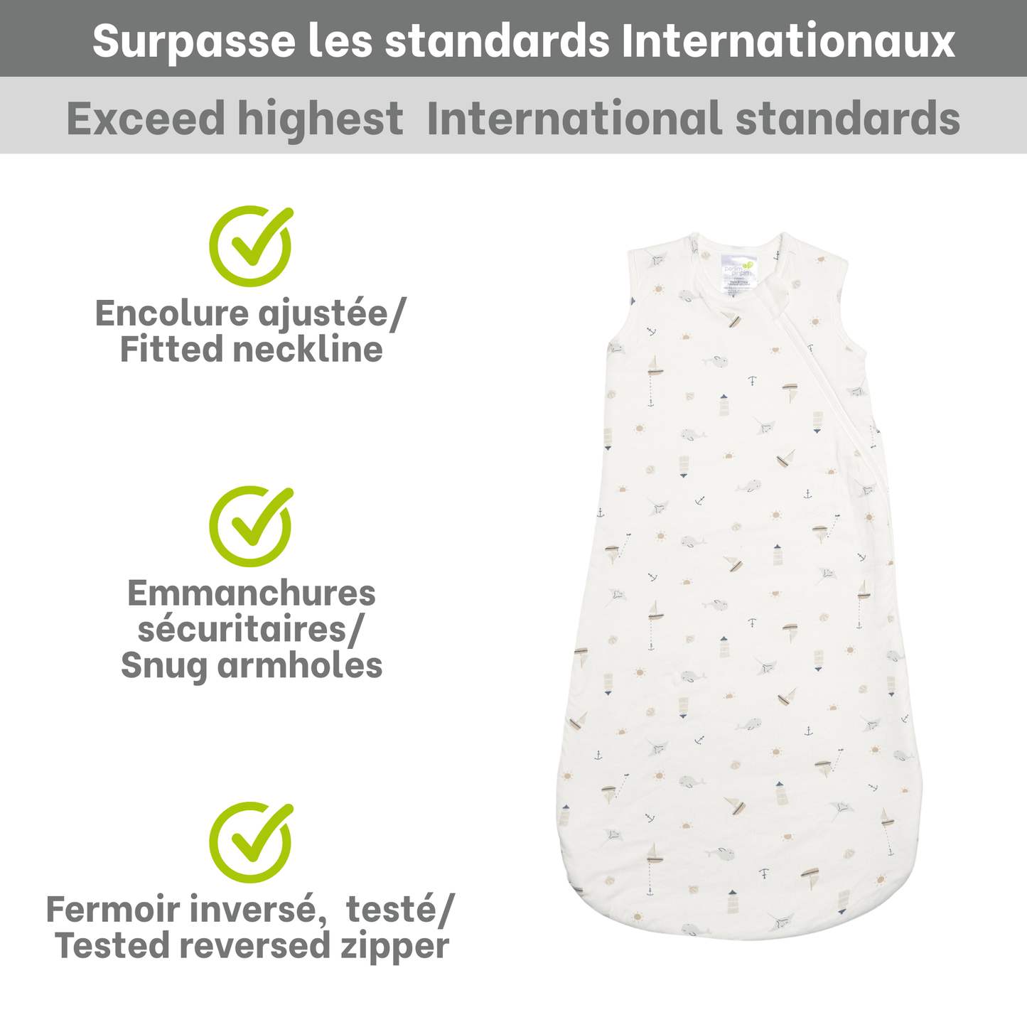 Sac de nuit matelassé en bambou - Océan (1.0 tog)