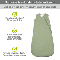 Cotton muslin sleep sack - Kaki (0.7 tog)