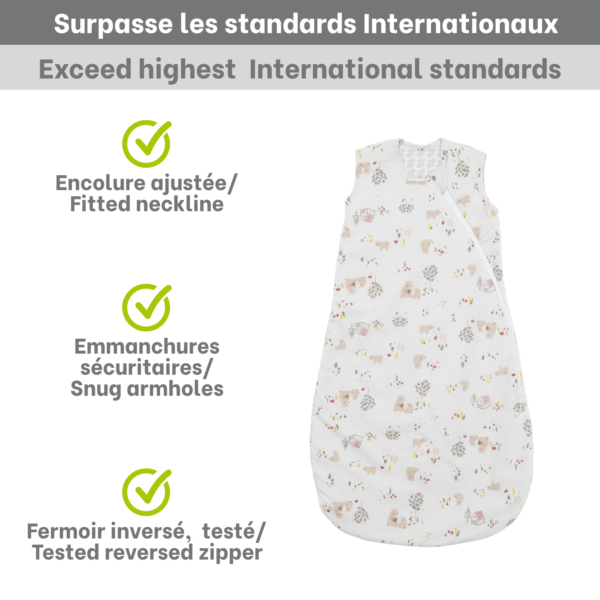 Woven cotton sleep sack- Bears (2 tog)