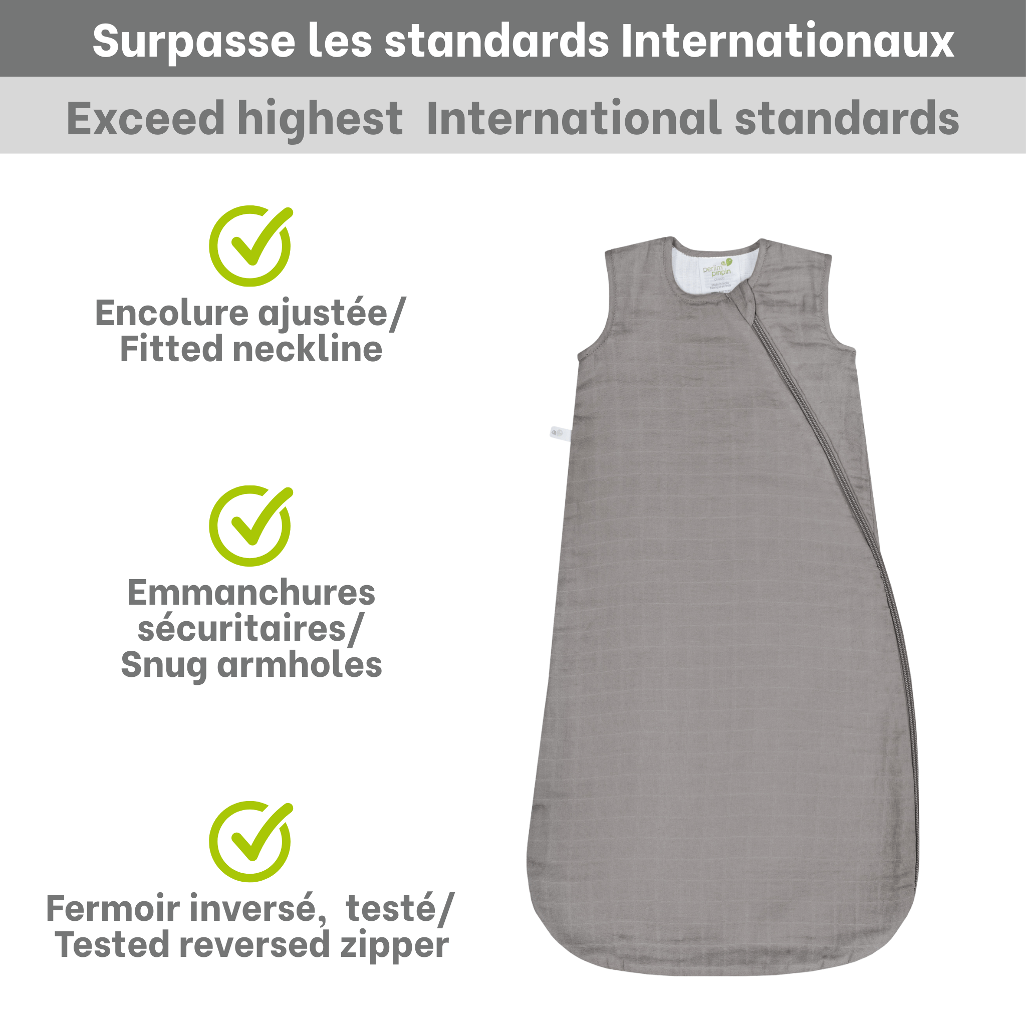 Cotton muslin sleep sack - Taupe (0.7 tog)