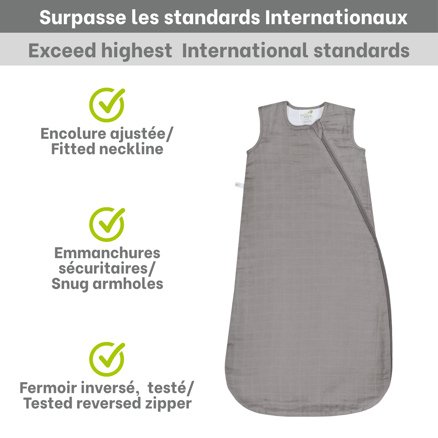 Cotton muslin sleep sack - Taupe (0.7 tog)