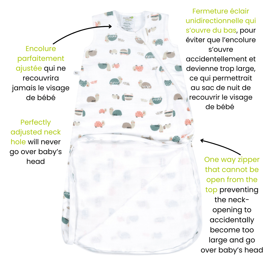 Cotton muslin sleep sack - Turtles  (0.7 tog)