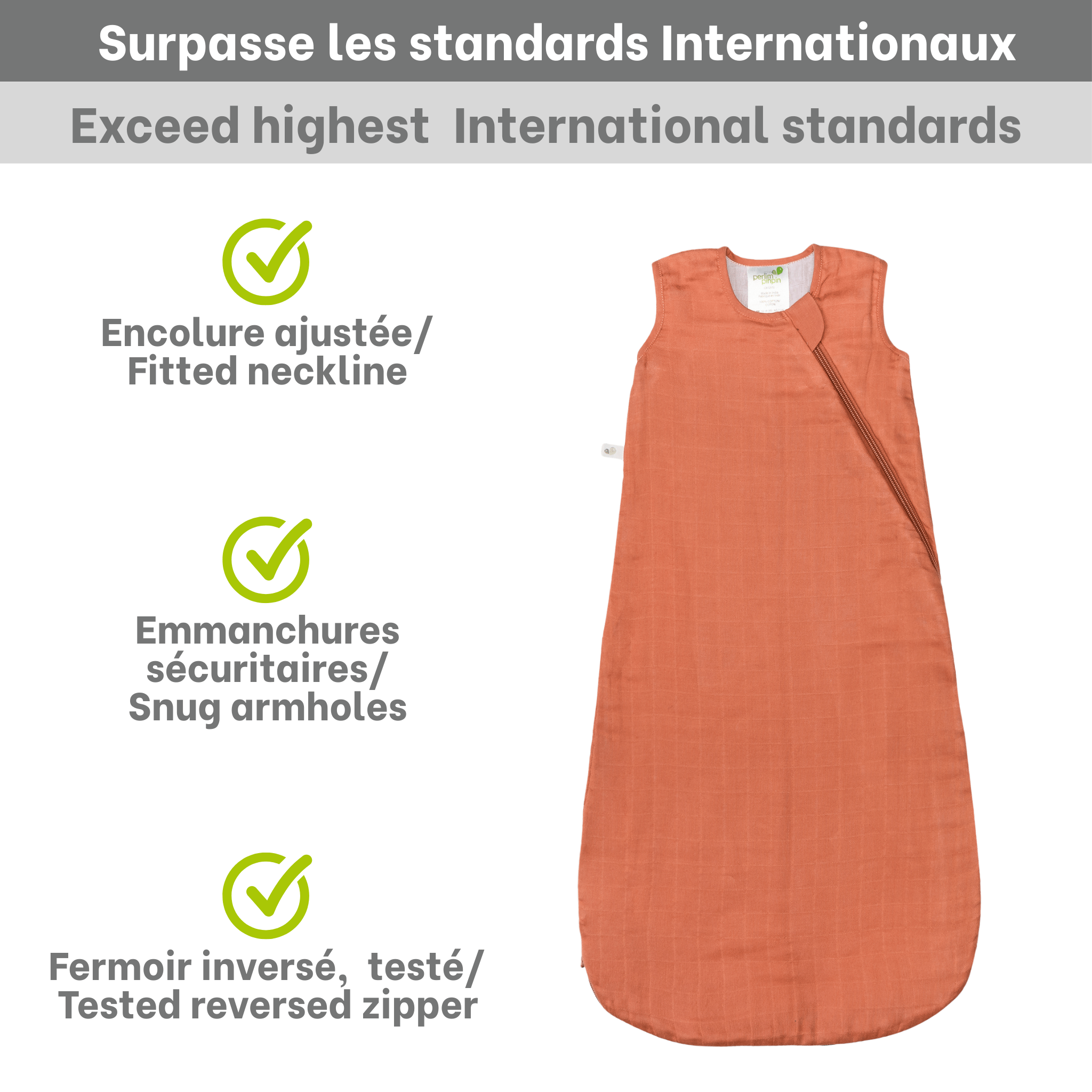 Cotton muslin sleep sack - Cinnamon (0.7 tog)