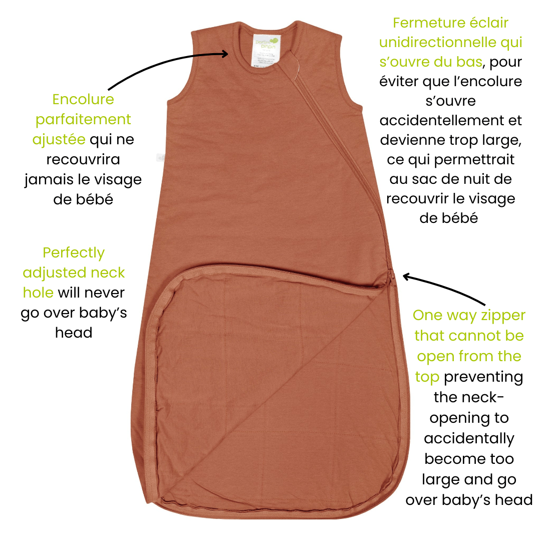 Quilted bamboo sleep sack - Cayenne (1.0 tog)