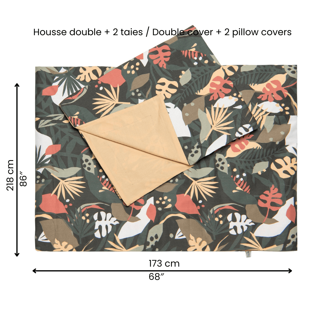 Housse de lit 54'' et 2 cache-oreillers - Tropical