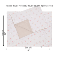 Housse de lit 54'' et 2 cache-oreillers - Fleurs