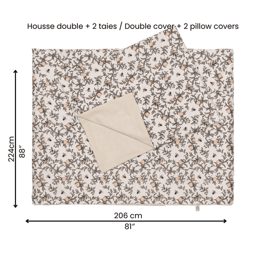 Housse de lit 54'' et 2 cache-oreillers - Abeilles par Solange Pilote