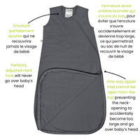 Quilted bamboo sleep sack - Charcoal (1.0 tog)