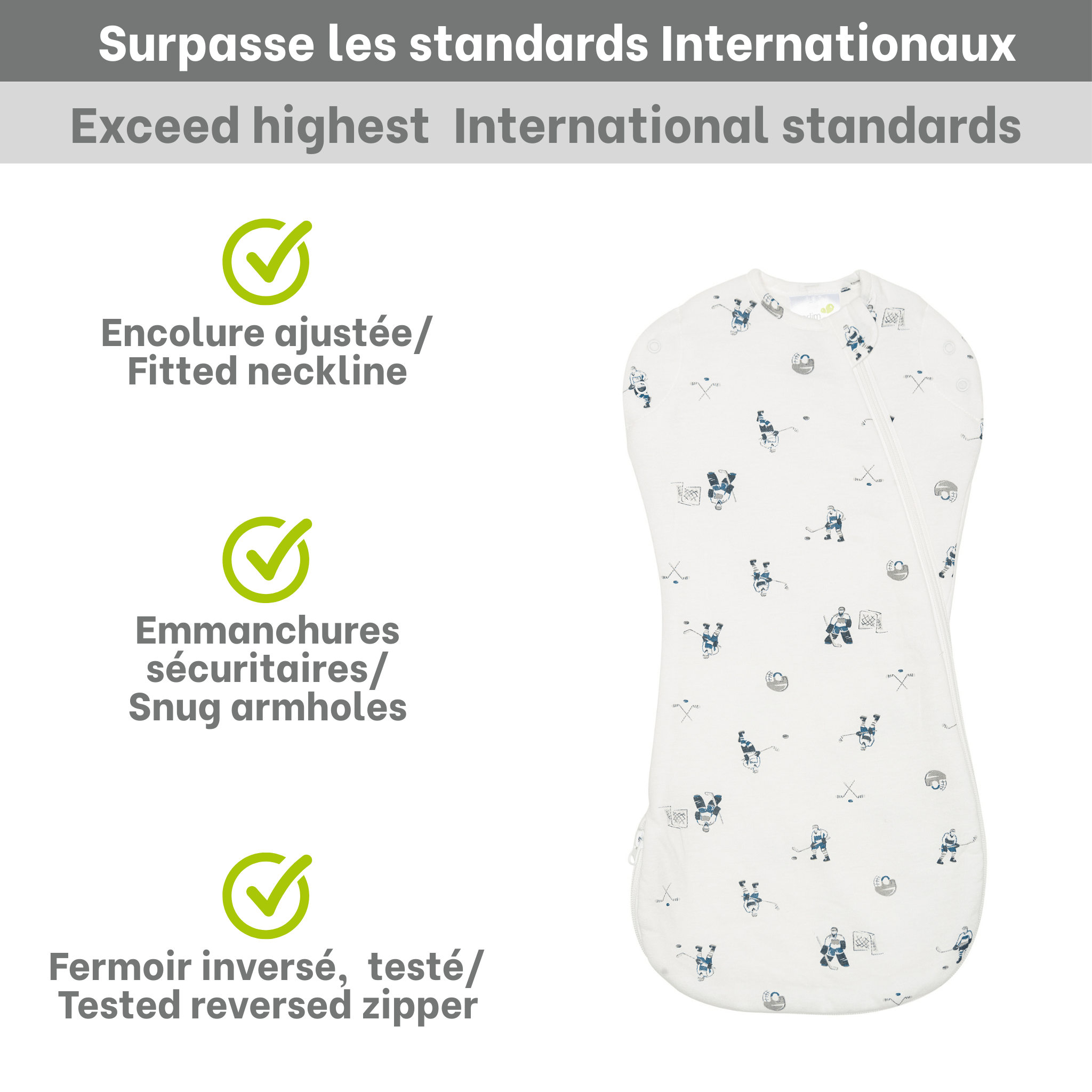 Bamboo newborn sleep sack - Hockey (1.0 tog)