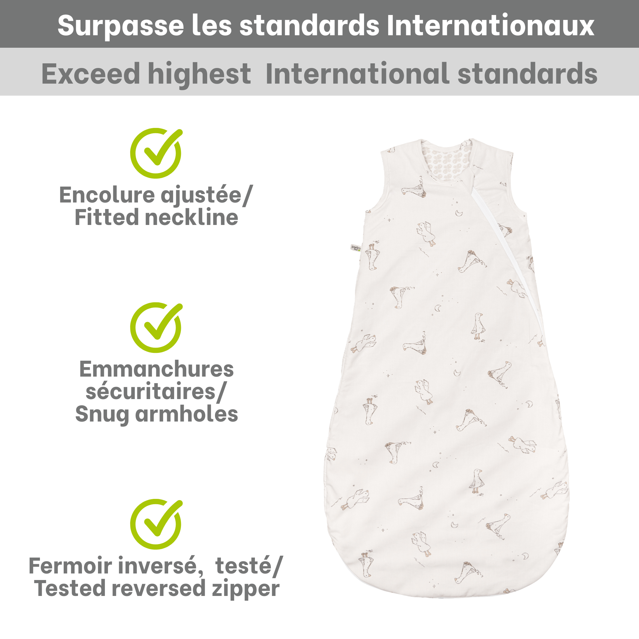 Sac de nuit coton tissé - Petites Oies (2 tog)
