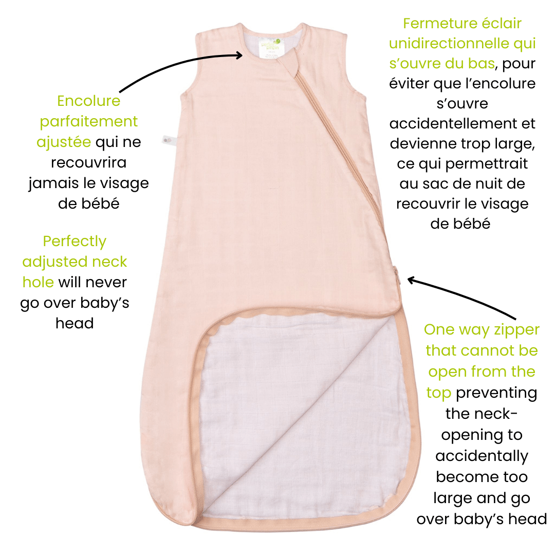 Cotton muslin sleep sack Pink 0.7 tog