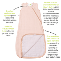 Cotton muslin sleep sack - Pink (0.7 tog)