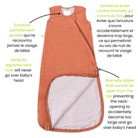 Cotton muslin sleep sack - Cinnamon (0.7 tog)