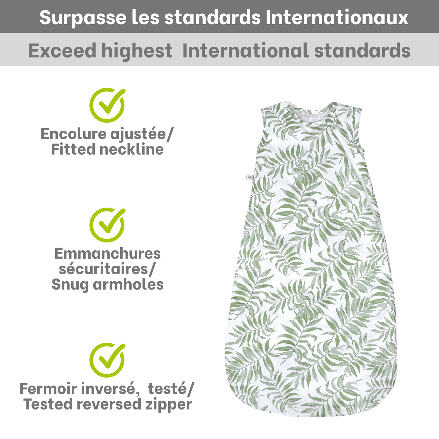 Woven cotton sleep sack - Tropical green (2.0 togs)