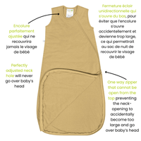 Quilted bamboo sleep sack - Curry (1.0 tog)