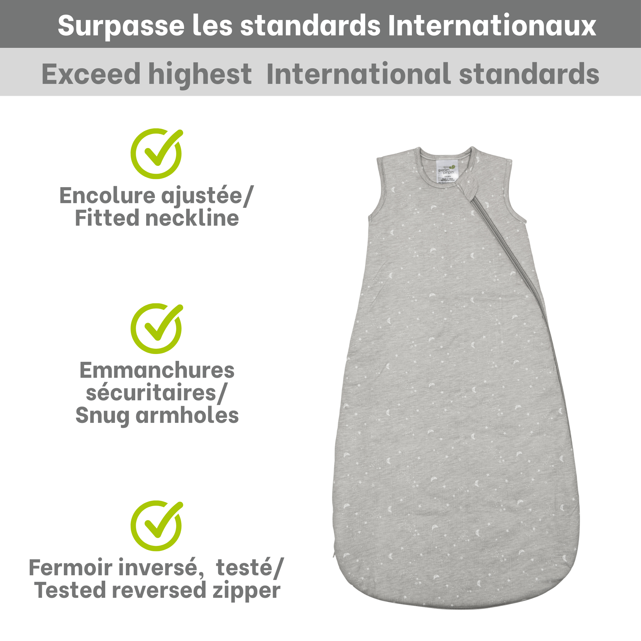 Quilted bamboo sleep sack - Moon (1.0 tog)