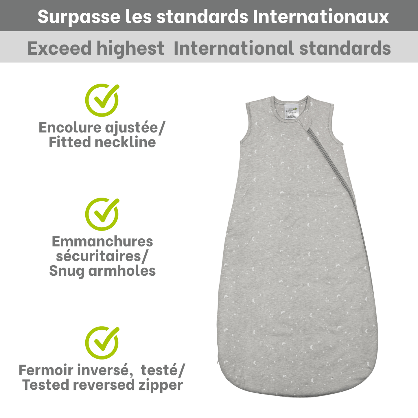 Quilted bamboo sleep sack - Moon (1.0 tog)